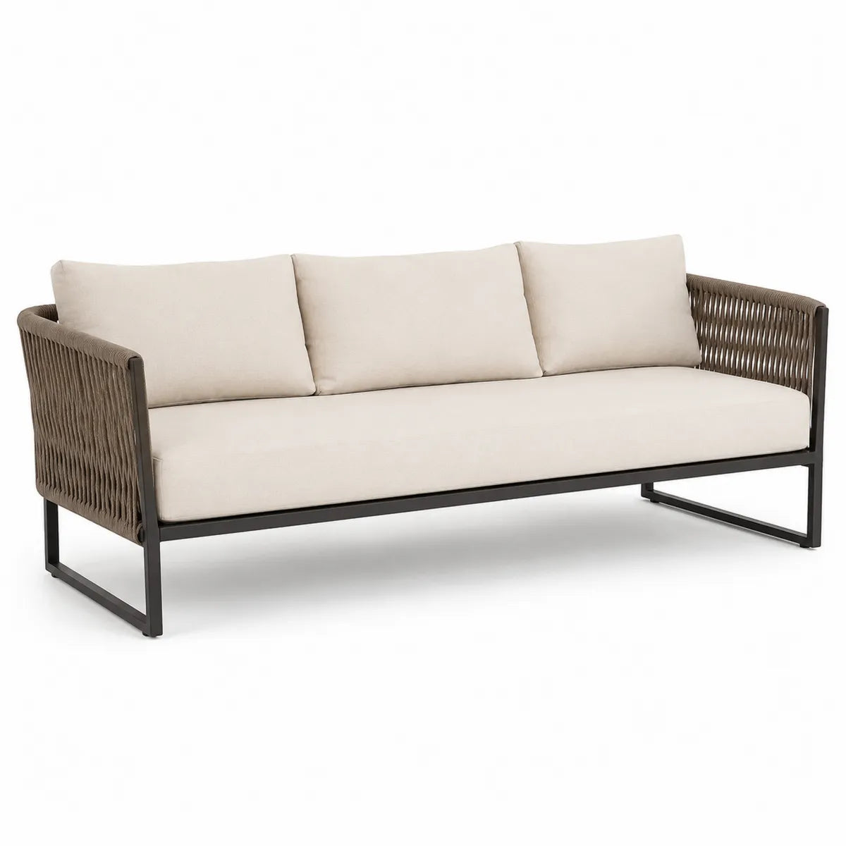 3-osobowa sofa ogrodowa z aluminium z kremowego poliestru