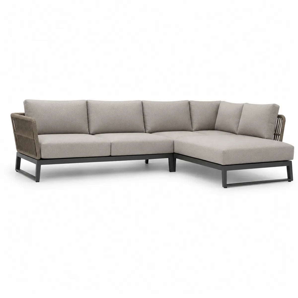 Sofa narożna ogrodowa z poliestru i stali 250x250 cm beżowa