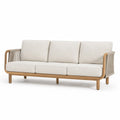 Sofa 3-osobowa beżowa poliester i teak