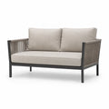 Sofa ogrodowa dwuosobowa z aluminium i beżową tkaniną