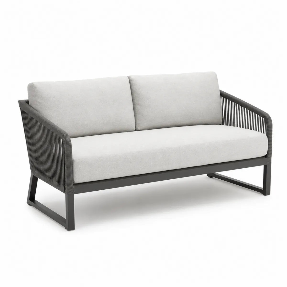 Dwuosobowa sofa z aluminium i sznurka, szary/grafitowy
