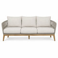 Sofa ogrodowa 3-osobowa beżowa z aluminium i drewna teak 210 cm