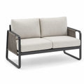 Sofa ogrodowa dwuosobowa, metal, beżowa, 130 cm