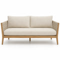 Sofa 3-osobowa z drewna teak i poliesteru beżowa