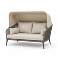 Sofa ogrodowa z daszkiem beżowa stal poliester 160x90x150 cm