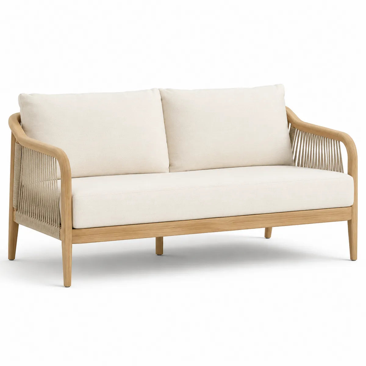 Dwuosobowa sofa z drewnianą ramą i tkaniną olefinową