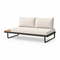 Sofa ogrodowa z leżanką kremowa metal drewno