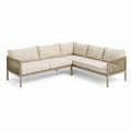 Narożna sofa ogrodowa z aluminium i poliestrowymi poduszkami beżowa 230x230 cm
