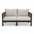 Sofa dwuosobowa metal antracytowy poduszki poliester beżowe 130 cm