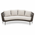 Sofa zewnętrzna beżowa stal i poliester 200x80x85 cm
