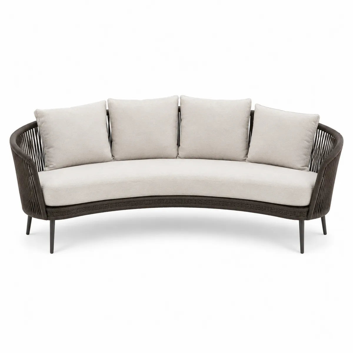 Sofa zewnętrzna beżowa stal i poliester 200x80x85 cm