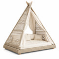 Łóżko tipi z rattanu i drewna 200x140x170 cm