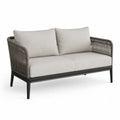 Dwuosobowa sofa aluminiowa z liną i tkaniną poliestrową, szara
