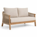 Sofa dwuosobowa poliester drewno teak beżowa