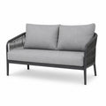Dwuosobowa sofa zewnętrzna szara stalowa rama poliester