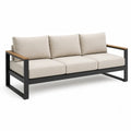 Trzyosobowa sofa ogrodowa beżowa metalowa 200x80x70 cm