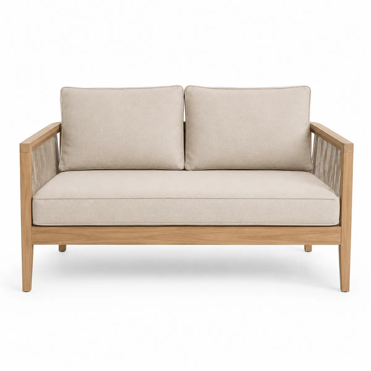 Sofa ogrodowa z drewna teakowego 140 cm beżowa