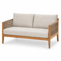 Dwuosobowa kanapa ogrodowa z drewna teak i liny 135 cm