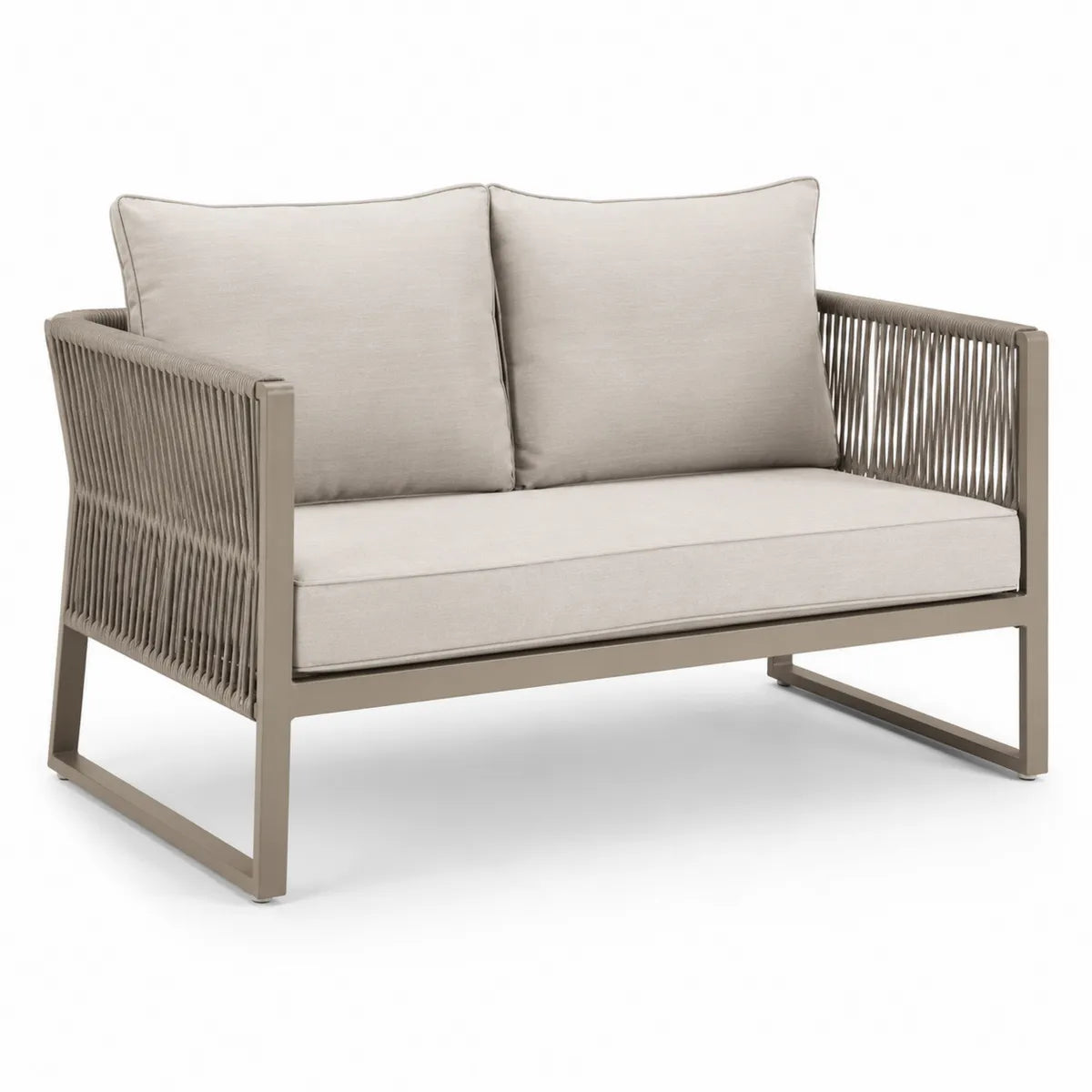Sofa aluminiowa z poliestrowymi poduszkami, beżowa
