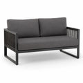Sofa dwuosobowa ogrodowa z aluminium i tkaniny poliester, czarna i szara