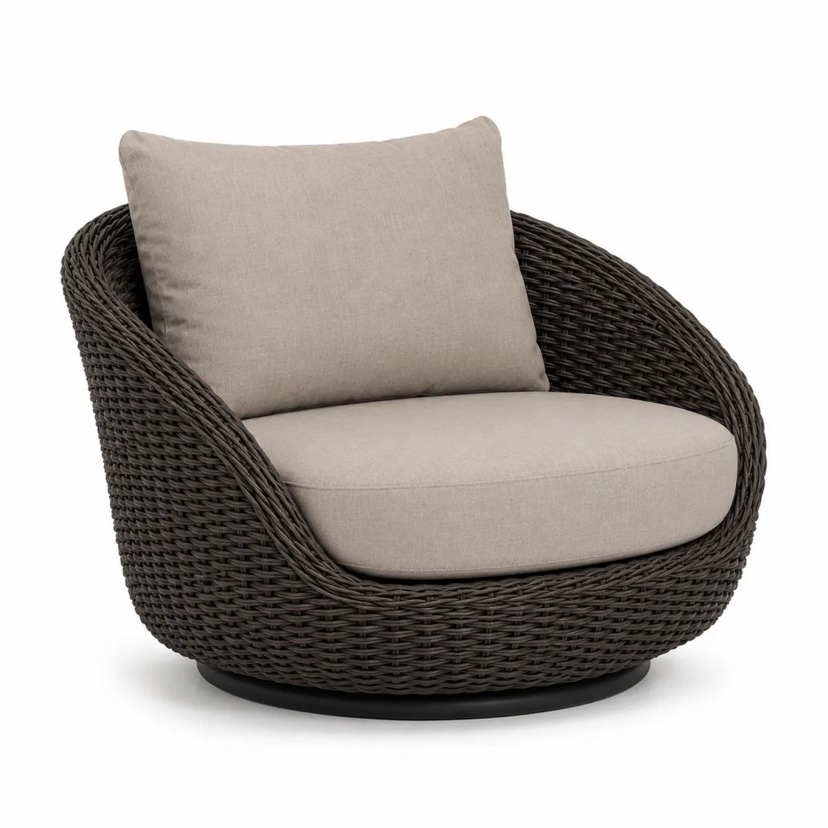 Fotel z technorattanu szarobrązowy 80 cm