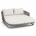 Leżanka ogrodowa podwójna z aluminium i tkaniny poliestrowej 200x180 cm szaro-kremowa