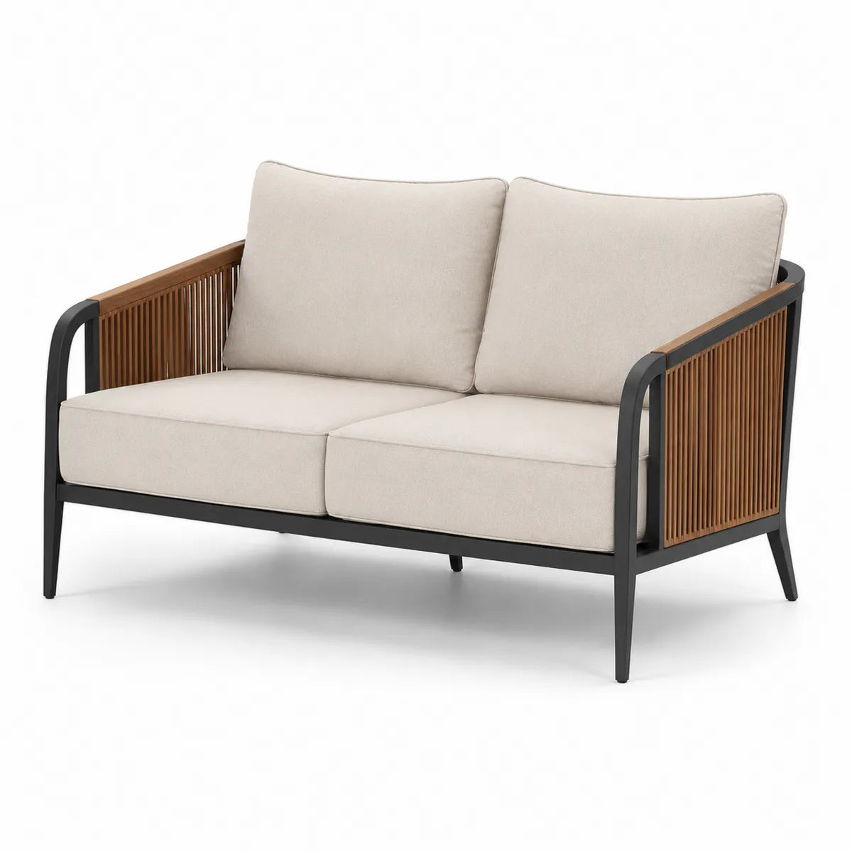 Dwuosobowa sofa z aluminium i tkaniny 140cm beżowa