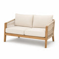 Sofa dwuosobowa z drewna tekowego i sznurka poliestrowego, beżowa 140cm x 75cm x 80cm