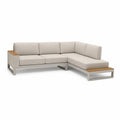 Sofa narożna aluminiowa z materiału beżowy