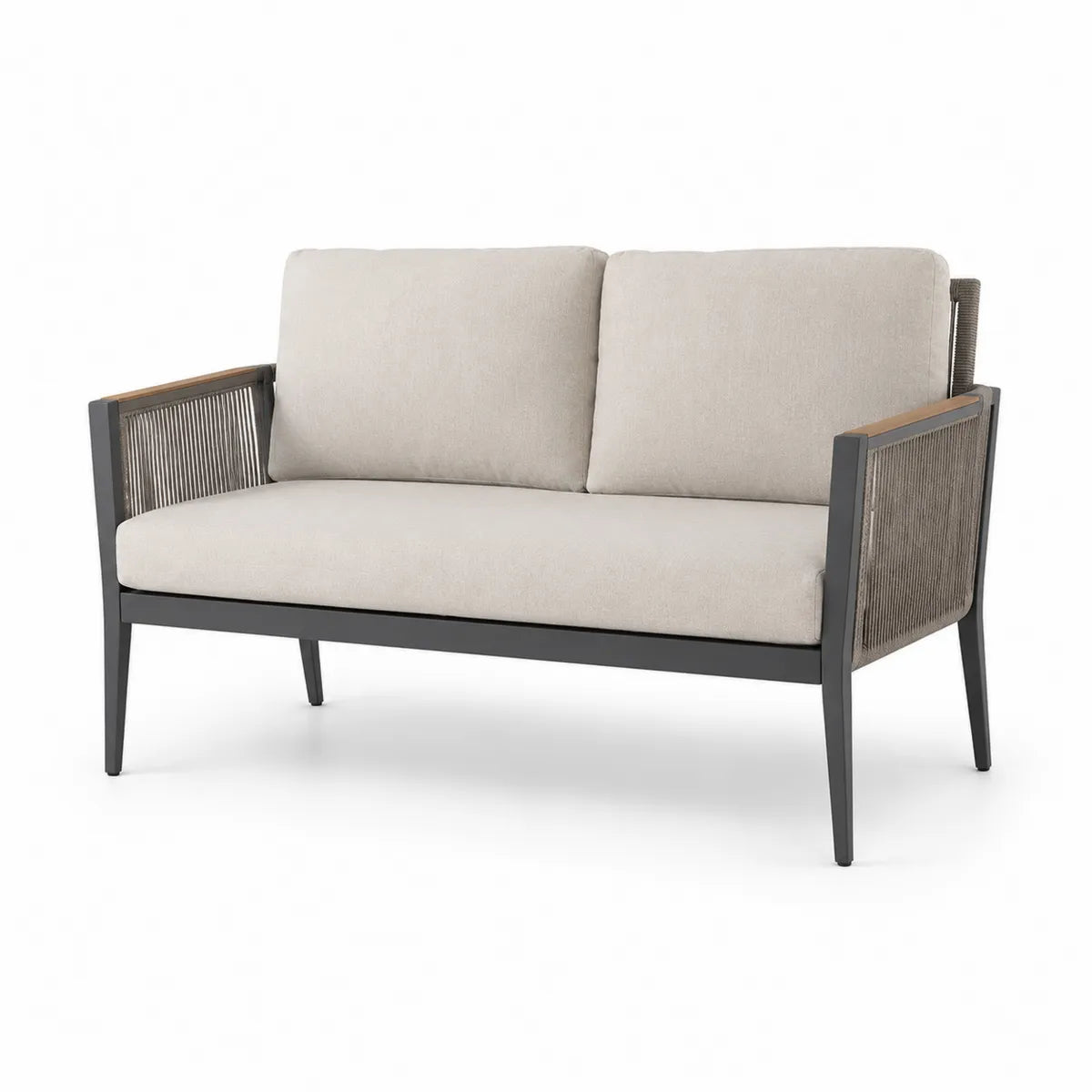 Sofa ogrodowa aluminiowa z poduszkami szaro-kremowa