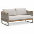 Sofa trzyosobowa ogrodowa z aluminium z drewnem teakowym