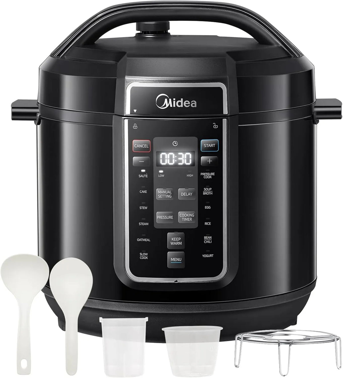 Midea multicooker, stal nierdzewna, powłoka nieprzywierająca, Elektryczny szybkowar 9 w 1, 12 ustawień wstępnych, garnek do gotowania na jogurcie
