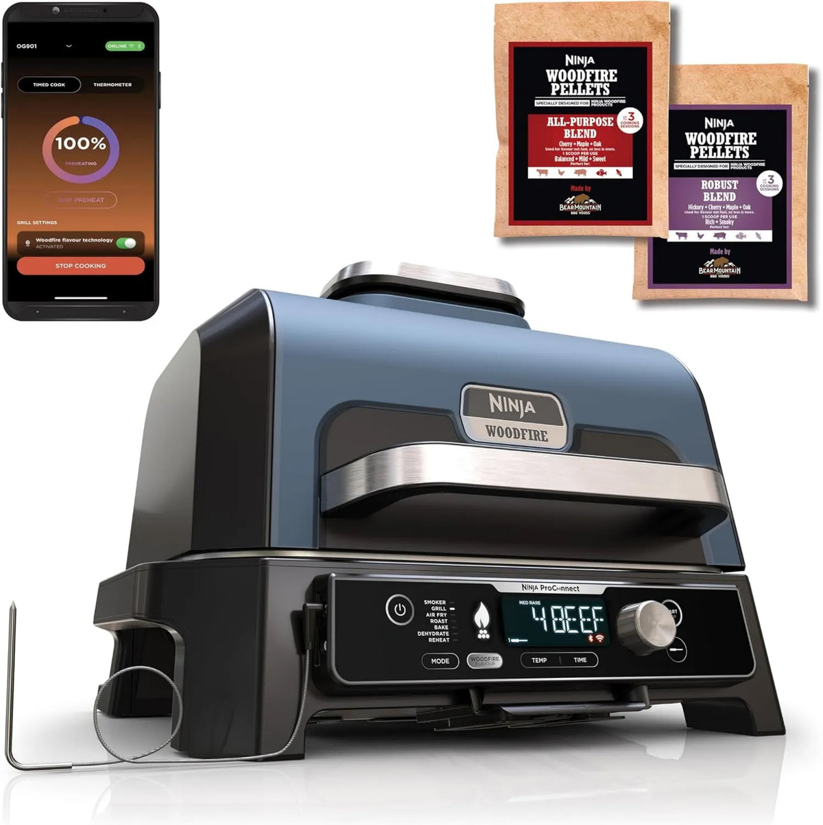NINJA, OG901EU 7- in-1 Grill, plener, czarny, drewno 7-en-1