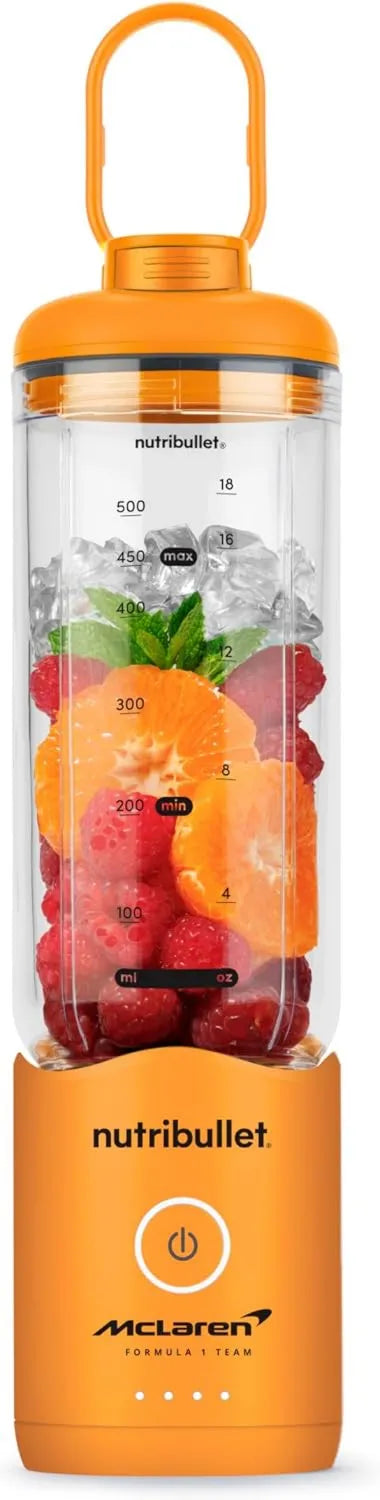 NutriBullet, Blender NBP213PA- MC, przenośny, USB, stal nierdzewna, elastyczny kabel x McLaren F1 Team, Tritan Cup 650 ml, bezprzewodowy z USB- C NBP213PA-MC