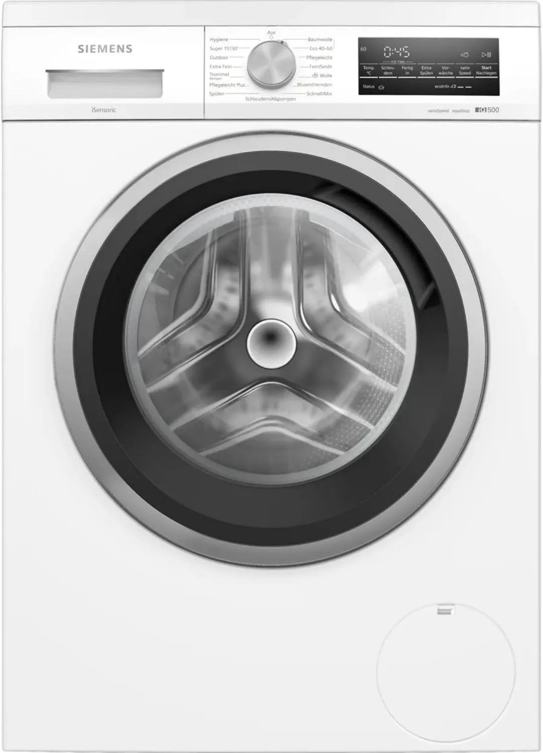 Siemens WU14UT71 pralka, 69 dB, iQ500 pralka podszafkowa 8 kg, system zapobiegający plamom, smartFinish zapewnia mniejsze prasowanie