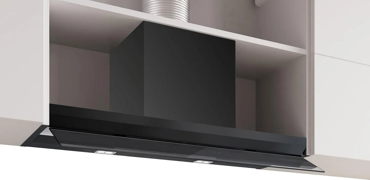 Bosch okap kuchenny, DBB97DP60 Okap próżniowy, 90 cm, tłumik, Zintegrowana Okap próżniowy 6 Series, wykonany w Niemczech, Ewakuacja