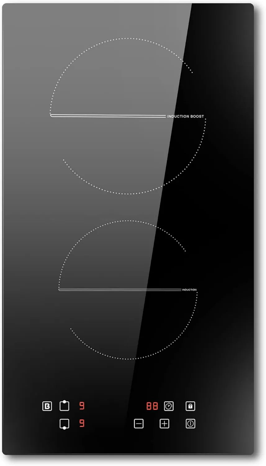 Pladeca płyta grzewcza, Płyta indukcyjna, 30 cm, 2 pola grzewcze, 3500 W, stół indukcyjny do gotowania, Boost, zwrotna, 9 poziomów mocy, Płyta elektryczna do gotowania