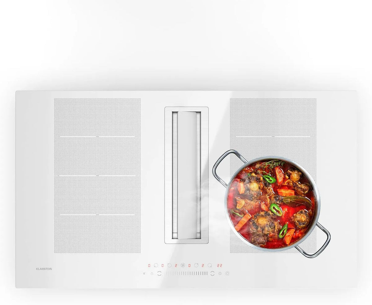 Klarstein płyta indukcyjna, 7200 W, 610 m³/h, stal nierdzewna, sterowanie dotykowe, Chef-Fusion płyta indukcyjna z wbudowanym okapem