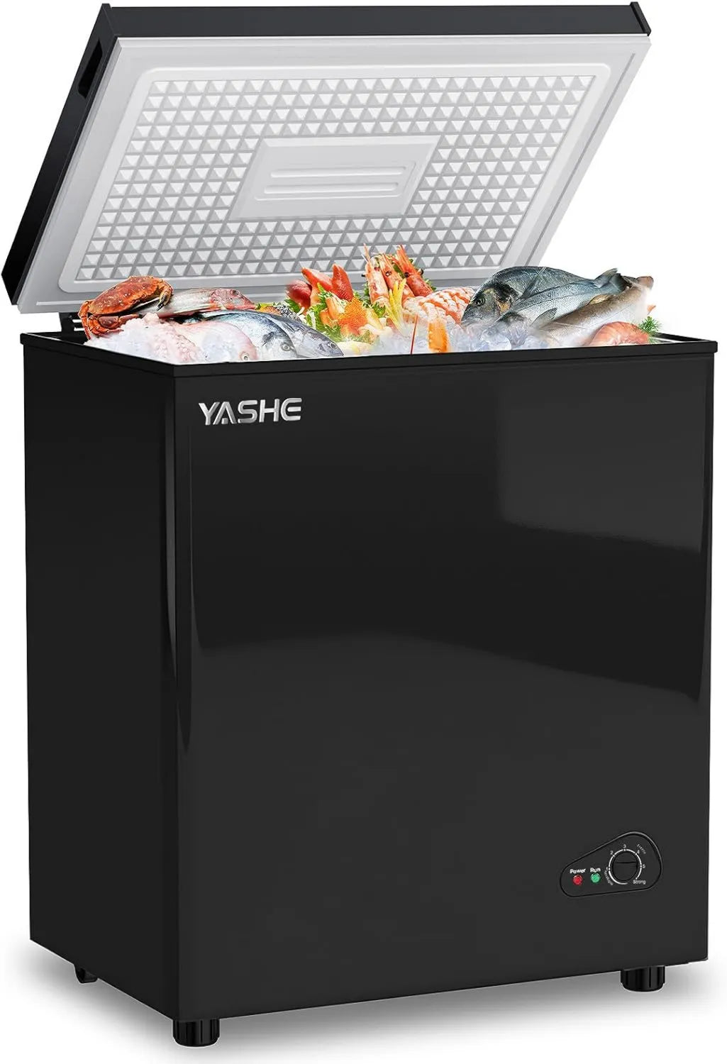 YASHE zamrażarka, 150 l, 45 dB, bezpłatna instalacja, cicha, zdejmowana, 2 strefy temperaturowe, czarnei działanie