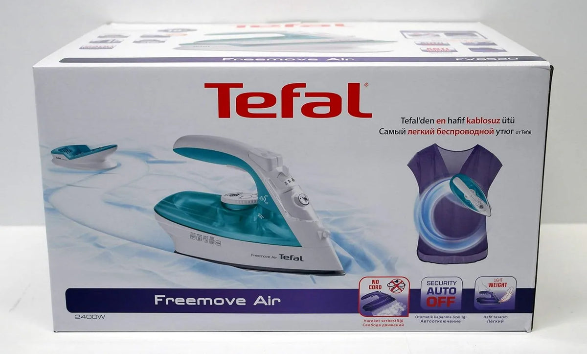 Tefal żelazko parowe, FV6520 Zakład parowy 2400 W 0, biały, turkusowy ceramika, 0, 25 l