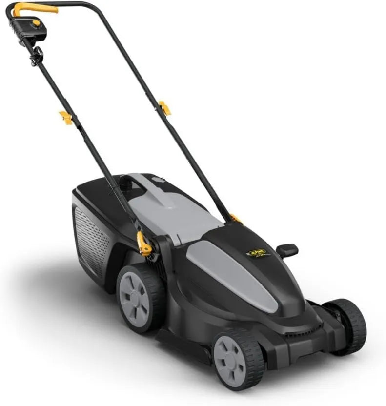 AL1 kosiarka, 1200 W, 34 cm, Alpina 34 E elektryczna kosiarka do trawy, szerokość cięcia 34 cm, kosz na trawę 35 l