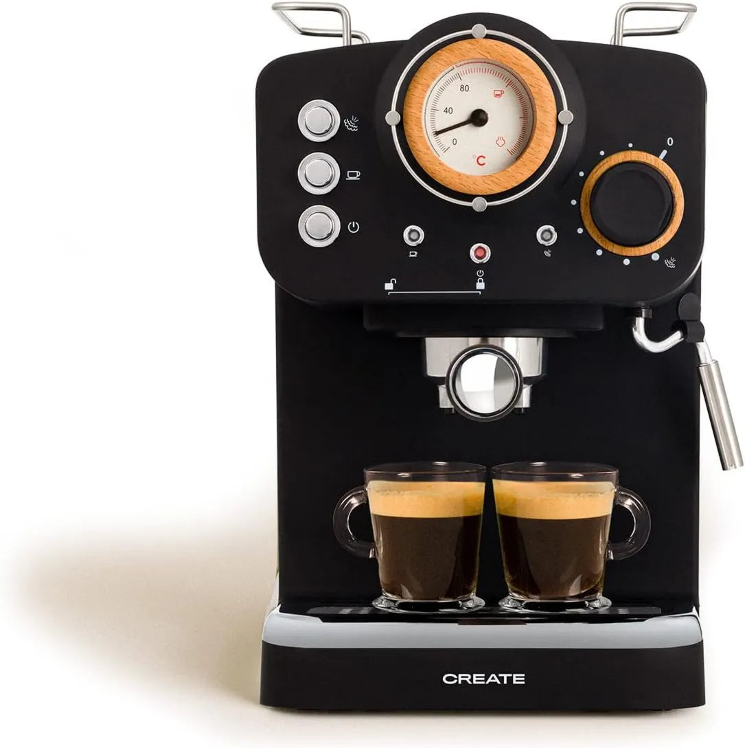 CREATE, Ekspresowa ekspres do kawy, THERA RETRO i MATT RETRO, czarny Mat, Drewno