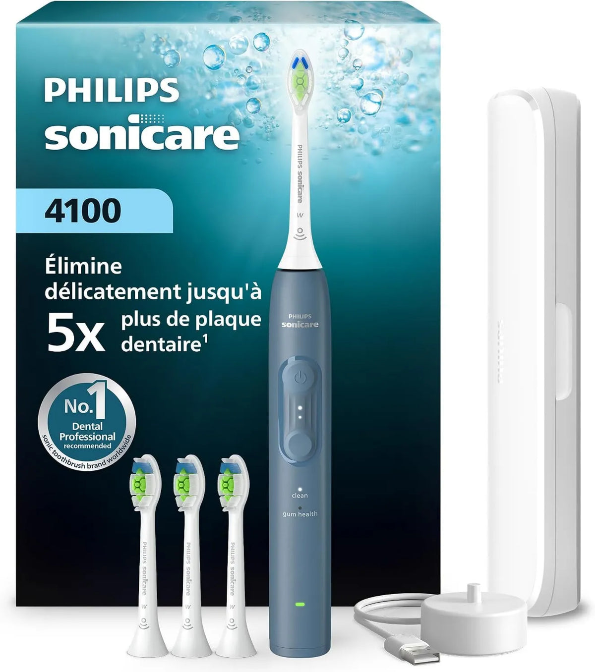 PHILIPS, HX4046 / 48 czujnik, szczoteczka do zębów, zegar, płyta IPS, niebieski HX4046/48