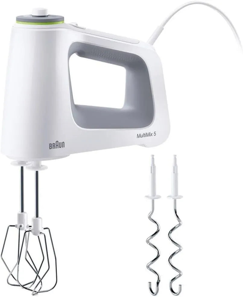 Braun, HM5000 biały / szary, Batteur z usuwalną fontanną i benzyną, MultiMix 5, 700 W, 9 prędkości Regulowany