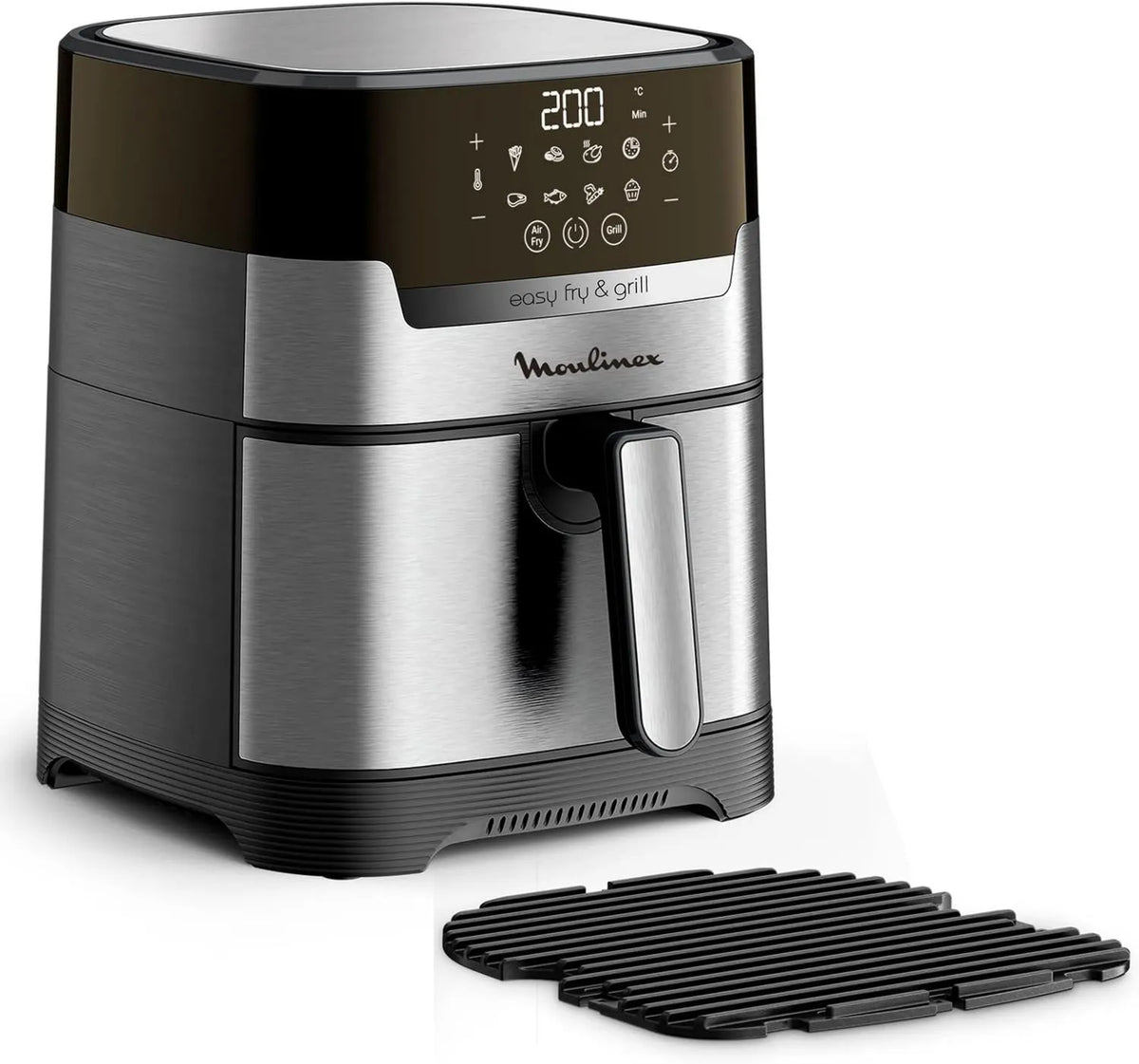 Moulinex frytkownica beztłuszczowa, 2- in-1 EZ505D10, 4.2 l, 8 programów, minutnik, grill, 2 strefy temperatury, do 6 osób, Cyfrowy zegar 2-en-1