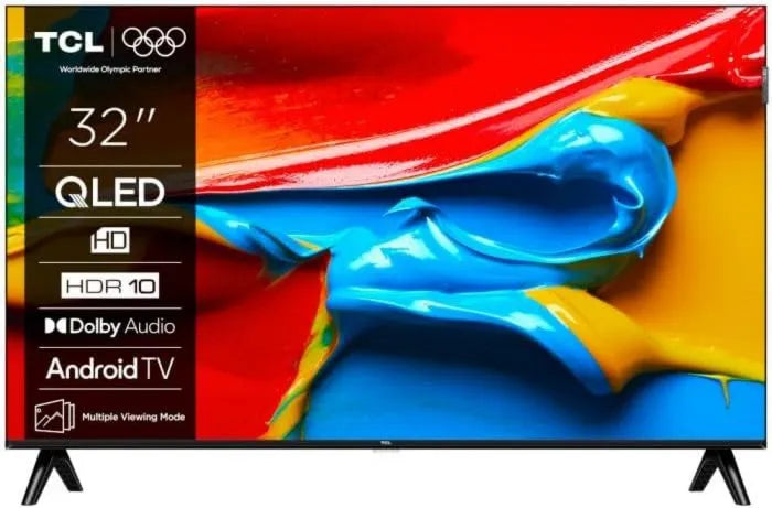 32V4C telewizor Smart TV, Full HD, 32' HD Smart QLED Direct z telewizorem Android i HDR, kompatybilny z Google Cast i Google Home, Delgado Design
