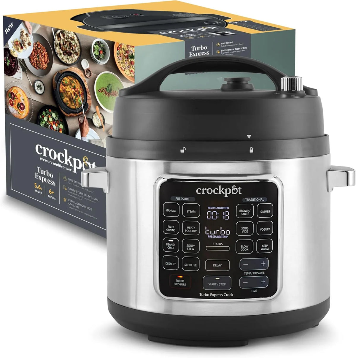 CSC062X odkurzacz, 5,6 l, funkcja pary, Crock-Pot Turbo Express wielofunkcyjny garnek do gotowania, możliwości przygotowania 14 w 1, odkurzacz parowy