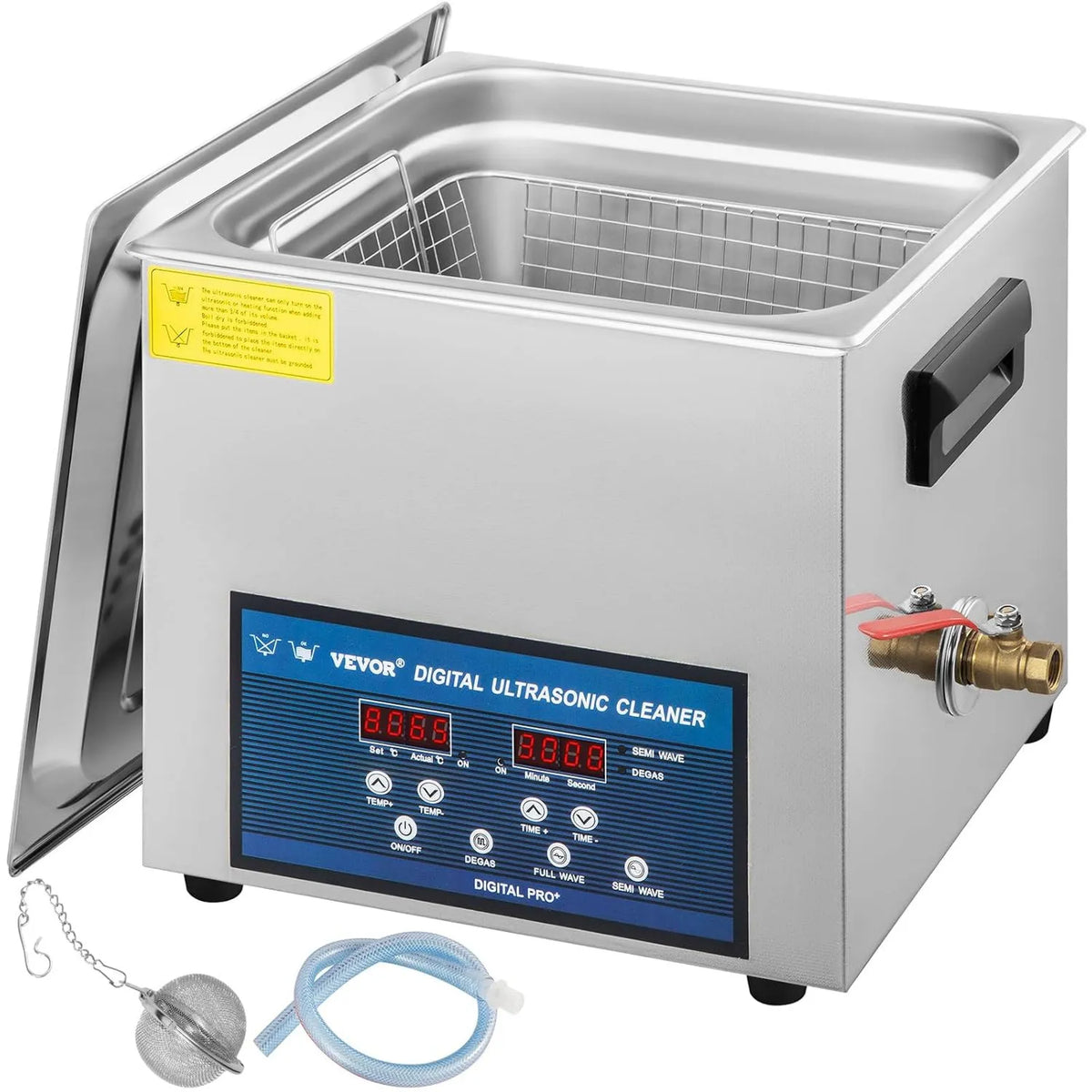 VEVOR, grzejnik elektryczny, 10 l, 220 V, profesjonalny, stal nierdzewna, Ultrasoniczny czyszcznik częstotliwości podwójnej 10 l