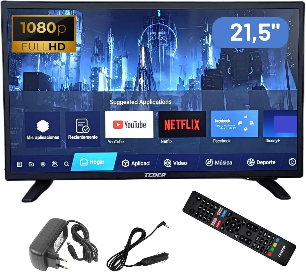 TEBER telewizor, Smart TV, 21, 5 cali, 12 V, TV, Android OS, DVB- S2, Full HD, kemping, 22, 'T2, Campy, zakwaterowanie, karawany, Łodzie DVB-S2