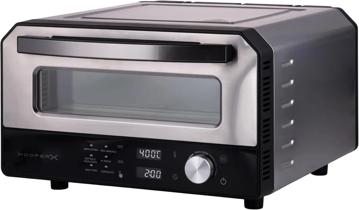 Piekarnik elektryczny, 1700 W, 27 cm, 43 x 48 x 27 cm, Piekarnik do pizzy 43 x 48 x 27 cm, obudowa ze stali nierdzewnej, 6 ustawień gotowania do 400°C